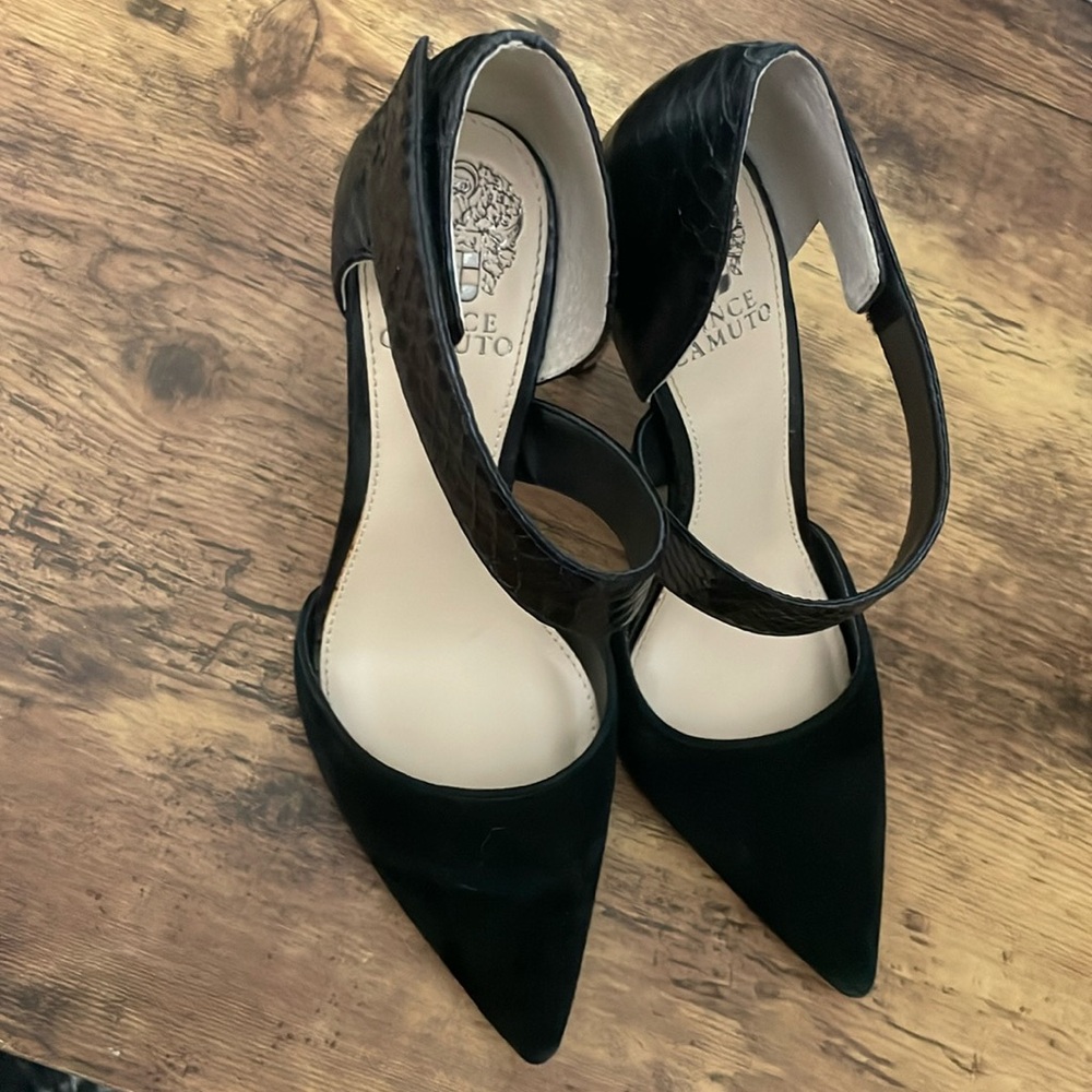Pre-owned Vince Camuto Women's CARLOTTE Dress Pump BLACK SUEDE 36.5